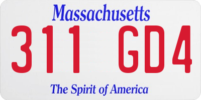 MA license plate 311GD4