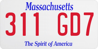MA license plate 311GD7