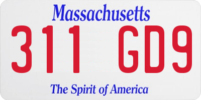 MA license plate 311GD9