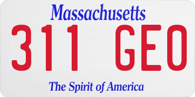 MA license plate 311GE0