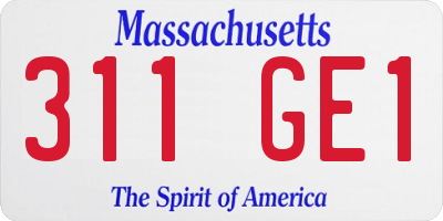 MA license plate 311GE1