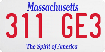 MA license plate 311GE3