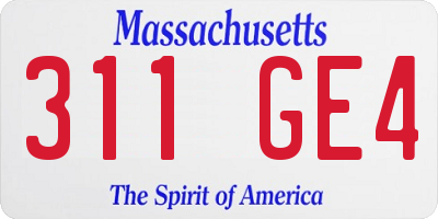 MA license plate 311GE4