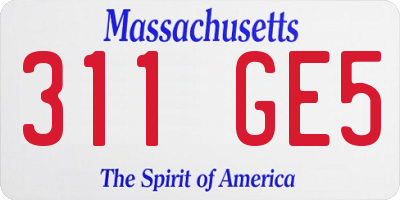 MA license plate 311GE5