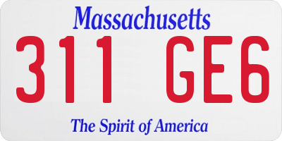 MA license plate 311GE6