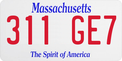 MA license plate 311GE7