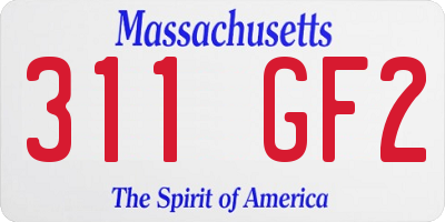 MA license plate 311GF2