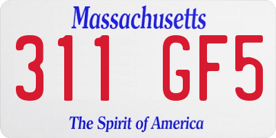 MA license plate 311GF5