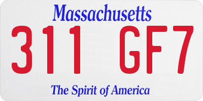 MA license plate 311GF7