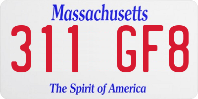 MA license plate 311GF8