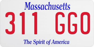 MA license plate 311GG0