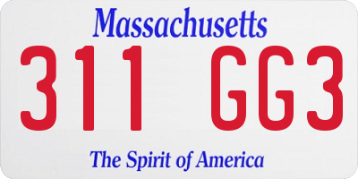 MA license plate 311GG3