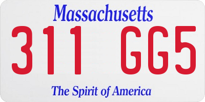 MA license plate 311GG5