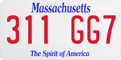 MA license plate 311GG7