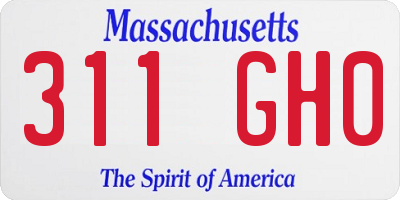 MA license plate 311GH0