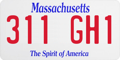 MA license plate 311GH1