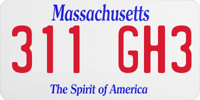 MA license plate 311GH3