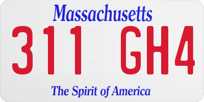 MA license plate 311GH4
