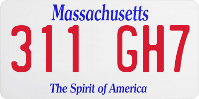 MA license plate 311GH7