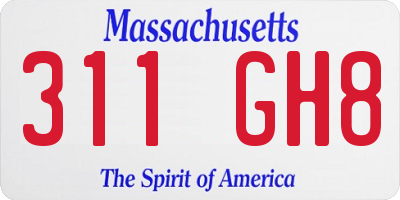 MA license plate 311GH8