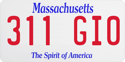 MA license plate 311GI0