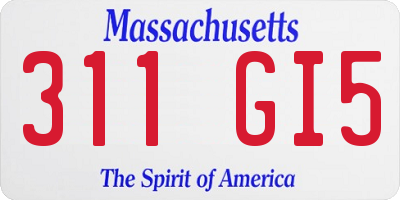 MA license plate 311GI5
