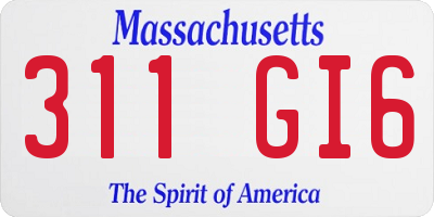 MA license plate 311GI6
