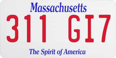 MA license plate 311GI7