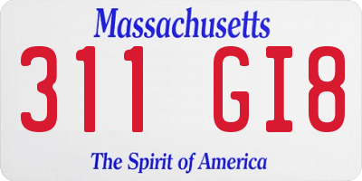 MA license plate 311GI8