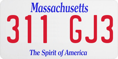 MA license plate 311GJ3