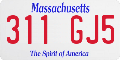 MA license plate 311GJ5
