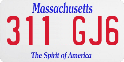 MA license plate 311GJ6