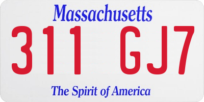 MA license plate 311GJ7