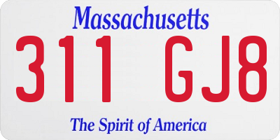 MA license plate 311GJ8