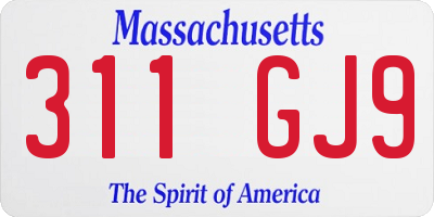 MA license plate 311GJ9