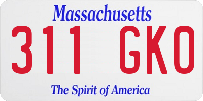 MA license plate 311GK0