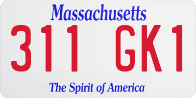 MA license plate 311GK1