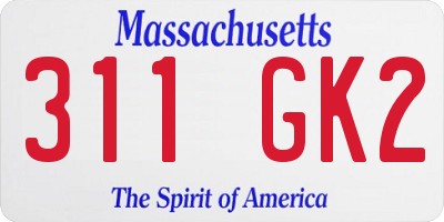 MA license plate 311GK2
