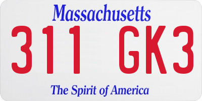 MA license plate 311GK3