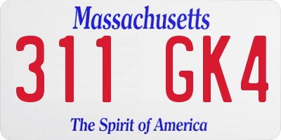 MA license plate 311GK4