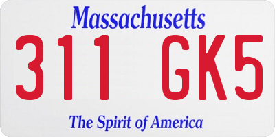 MA license plate 311GK5