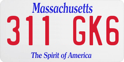 MA license plate 311GK6