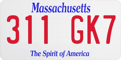 MA license plate 311GK7