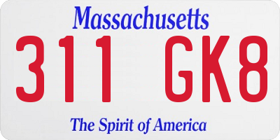 MA license plate 311GK8