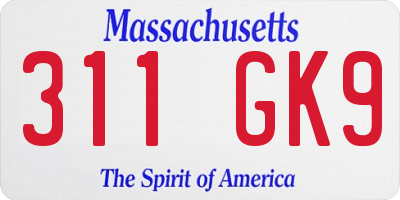 MA license plate 311GK9