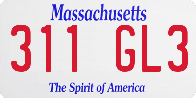 MA license plate 311GL3