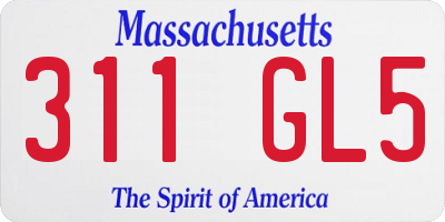 MA license plate 311GL5