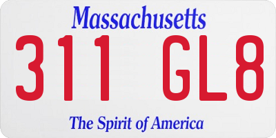 MA license plate 311GL8