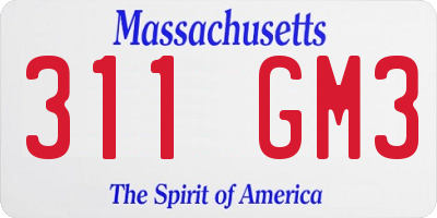 MA license plate 311GM3