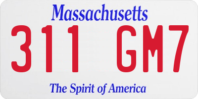 MA license plate 311GM7